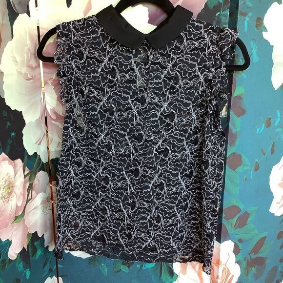 Zara Woman Sheer Lace Top 🔝 🖤☑️ - Picture 1 of 6